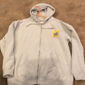 Disneyland 50th anniversary full zip gray hooded sweatshirt. Size large.
